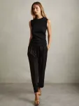 Топ Reiss Trudy Ruched Side Ribbed Vest, черный - фото