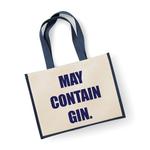 Большая джутовая сумка может содержать темно-синий пакетик с джином 60 SECOND MAKEOVER, синий - фото