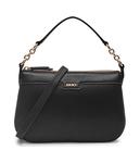 Сумка-мессенджер кожаная Dkny на молнии, черный - фото