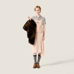 Платье из крепа марокен MIU MIU, персиковый/серый - фото 2