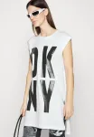 Платье-Туника с эффектом взрыва логотипа Dkny, White/Black - фото 4