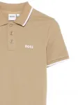 Поло с контрастной отделкой BOSS, бежевый - фото 3
