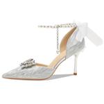 Ainer-cat Ainer cat Slim Heel High Heels Women's Silver - фото 5