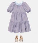 Платье из хлопкового набивного рисунка Il Gufo, светло-синий - фото 2