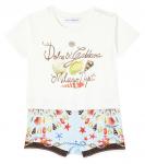 Детский хлопковый боди с логотипом Dolce&Gabbana Kids, Variante Abbinata - фото