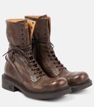 Кожаные ботинки на шнуровке Miu Miu, Cacao - фото