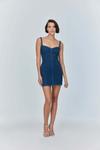 Женское джинсовое мини-платье Sosa - облегающее джинсовое платье без рукавов Jendue, Deep blue - фото