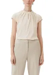Атласная блузка Comma с рюшами, бежевый - фото