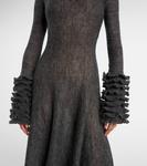 Платье миди из мохера и шерсти с рюшами Alaïa, Gris - фото 6