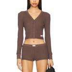 Топ Waffle knit Button Top Alexander Wang, коричневый - фото 2