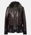 Кожаная куртка Sacai, Brown - фото
