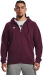 Толстовка Under Armour Rival Fleece с молнией, (600) Dark Maroon/White - фото