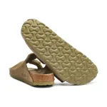 Кожаные тапочки «Аризона» Birkenstock, хаки - фото 4