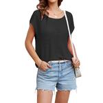 Женский топ с круглым вырезом и короткими рукавами реглан свободного кроя Elitespirit, Black - фото 5