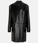Однобортное кожаное пальто Prada, Nero - фото