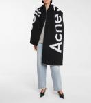 Жаккардовый шарф с логотипом Acne Studios, черный - фото 2