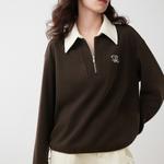 ELLE Свитшот Women's Coffee Lapel Moderate Regular - фото 5