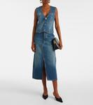 Асимметричная джинсовая юбка миди Victoria Beckham, Washed Blue - фото 2