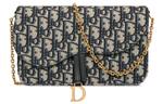 DIOR Женская тканевая сумочка клатч синяя - фото