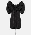 Мини-платье с пышными рукавами и оборками ALESSANDRA RICH, черный - фото