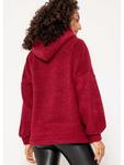 Пуловер SASSYCLASSY Oversize Teddy Pullover mit Kapuze, цвет Weinrot - фото 4