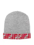 Шапка-бини с логотипом FF Fendi Kids, серый - фото 2