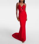 Бархатное платье с бантом Alessandra Rich, красный - фото 2