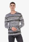 Вязаный свитер в полоску CIPO & BAXX, серый - фото 2