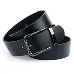 Кожаный ремень Anthoni Crown с черной металлической застежкой, черный - фото