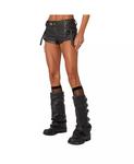 Женские шорты Micro Cargo из искусственной кожи с потертостями Edikted, черный - фото 2