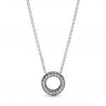 Ожерелье Pandora Logo Pavé Circle Collier, стерлинговое серебро - фото