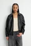 Куртка-Бомбер из искусственной кожи Pull And Bear, черный - фото