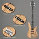 Бас-гитара Glarry GIB Electric с 5 струнами, натуральная - фото 7