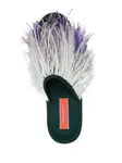 Слиперы с перьями La DoubleJ, зеленый - фото 4