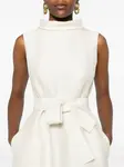 Платье мини с поясом и высоким воротником Curiel, белый - фото 5