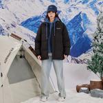 Пуховик Unisex NBNO, синий с абрикосовым капюшоном - фото 10