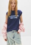 Футболка PULL&BEAR SLOGAN, Dark Blue - фото