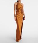 Асимметричное присборенное шелковое платье The Sei, Toffee - фото 2