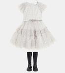 Платье из тюля с оборками Monnalisa, серебро - фото 2