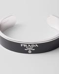 Серебряный браслет-кафф Prada, черный - фото 2