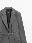 Пиджак в крапинку с поясом Massimo Dutti, серый - фото 4