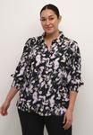 Блуза Kaffe Curve Button-down blouse, Black Pink Graphic Strokes/Black - фото