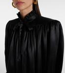 Блузка из шелкового атласа Balenciaga, черный - фото 4