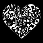 Ноты сердца – мужская футболка с рисунком Word Art LA Pop Art, черный - фото