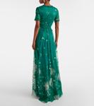 Платье с цветочной вышивкой Costarellos, зеленый - фото 3