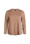 Топ Zizzi MIT RUNDHALSAUSSCHNITT, Fossil/Light Brown - фото 4