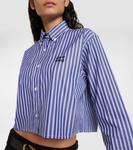 Укороченная рубашка с длинными рукавами Miu Miu, Bleu - фото 6