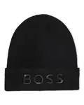 Черная детская шапка из акрила BOSS Kidswear - фото