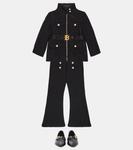Хлопковые расклешенные брюки со средней посадкой Balmain Kids, черный - фото 2