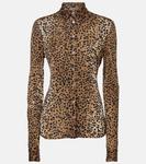 Рубашка с леопардовым принтом Versace, Natural+Black - фото